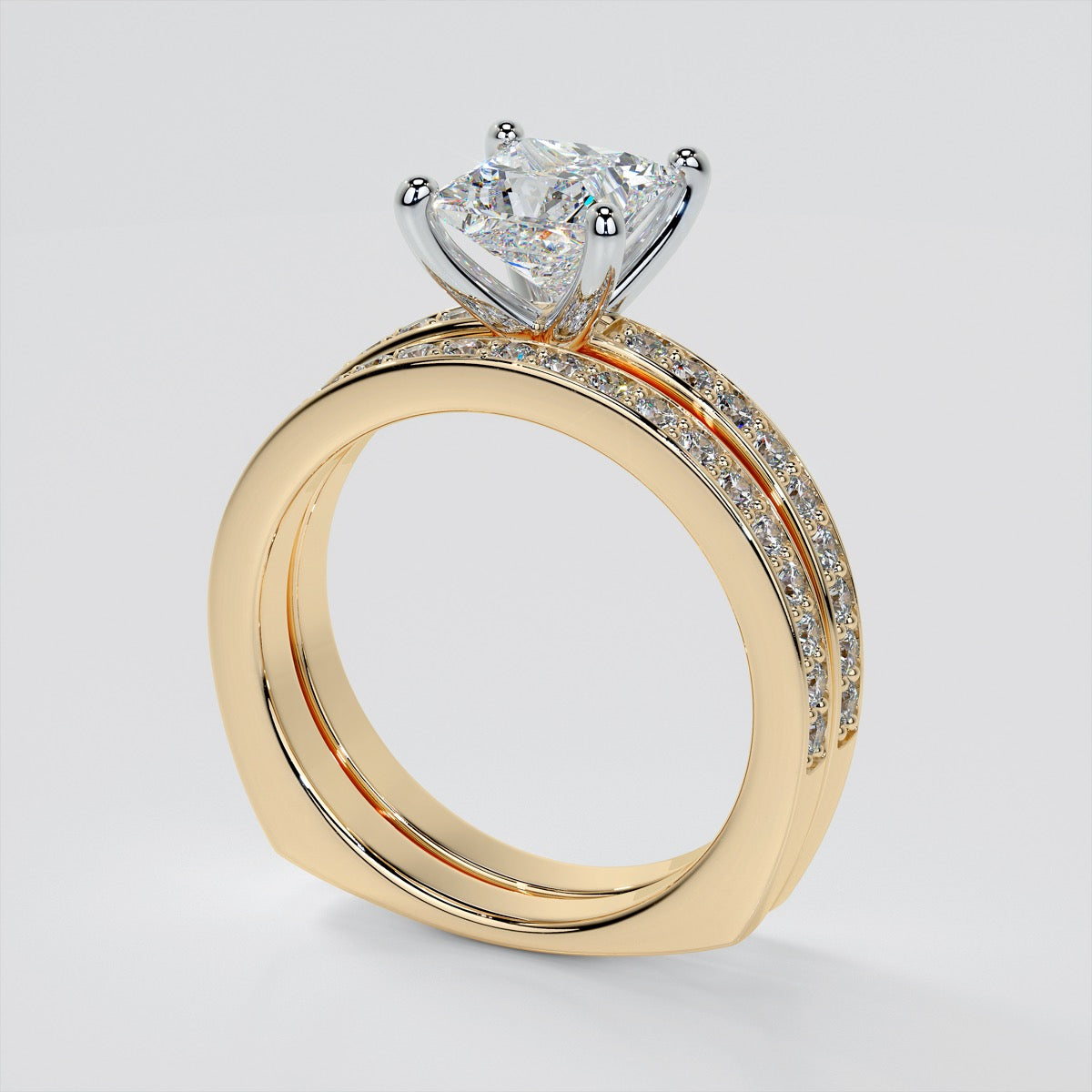 Lab Grown Diamonds Princess Cut Euro Style Engagement Ring With Accents