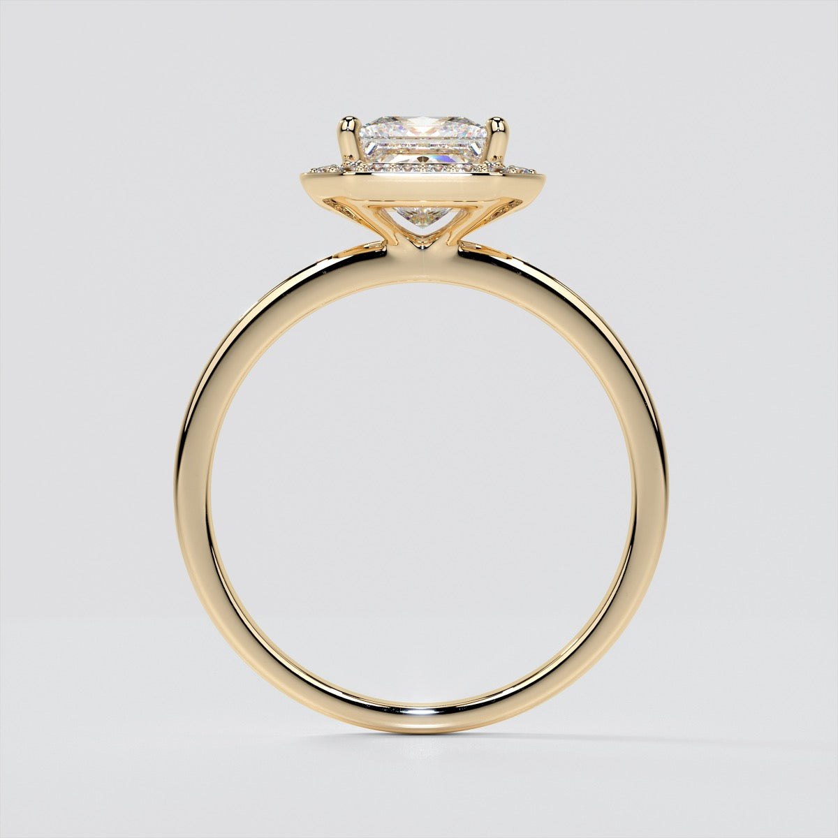 Princess Cut Pavé Style Halo Engagement Ring