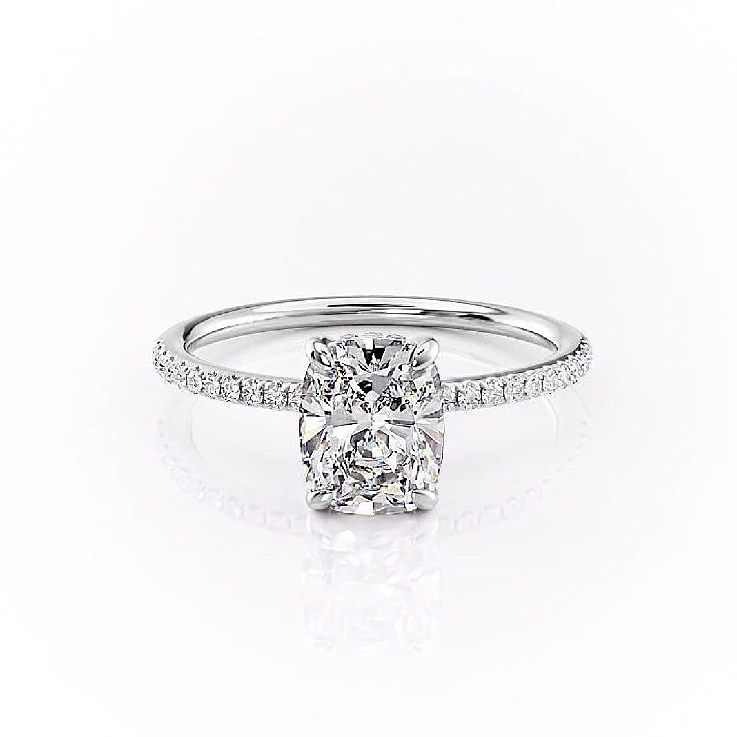 7.0CT Elongated Cushion Cut Diamond Ring  With Hidden Halo -  VS1 G-Color