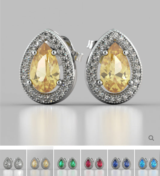 Pear-Cut Halo Earrings