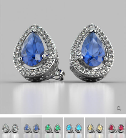 Pear Cut Double Tier Halo Earrings