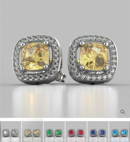 Round Cut Double Tier Halo Earrings