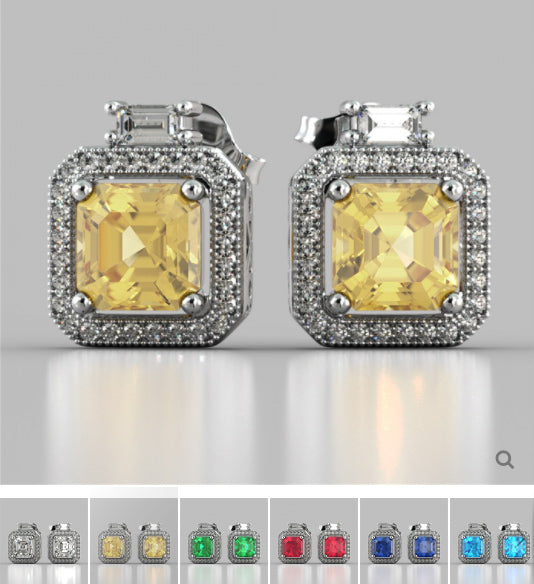 Princess-Cut Halo Earrings
