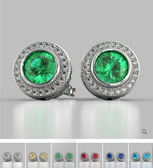 Round Cut Slider Halo Earrings
