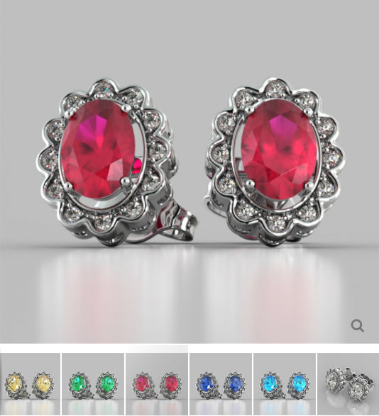 Oval-Cut Halo Earrings