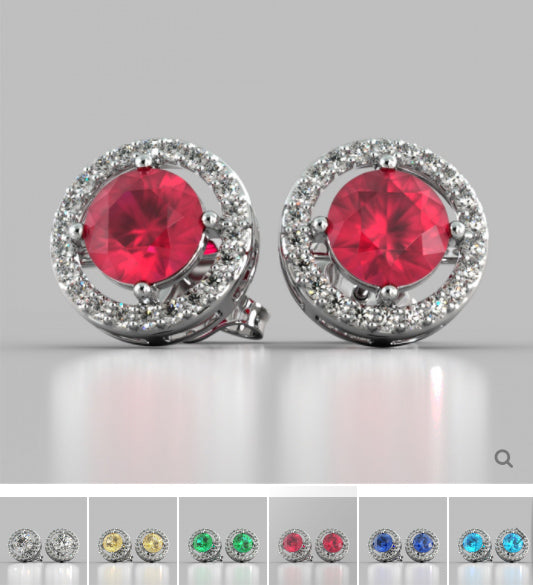 Round Cut Embelished Bail and Halo Earrings