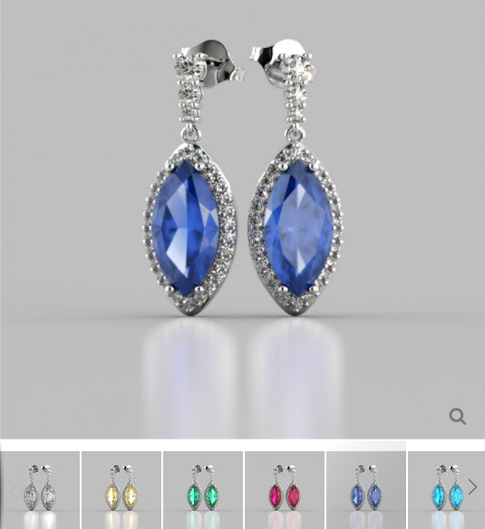 Marquise Cut Drop Style Slider Bail Earrings
