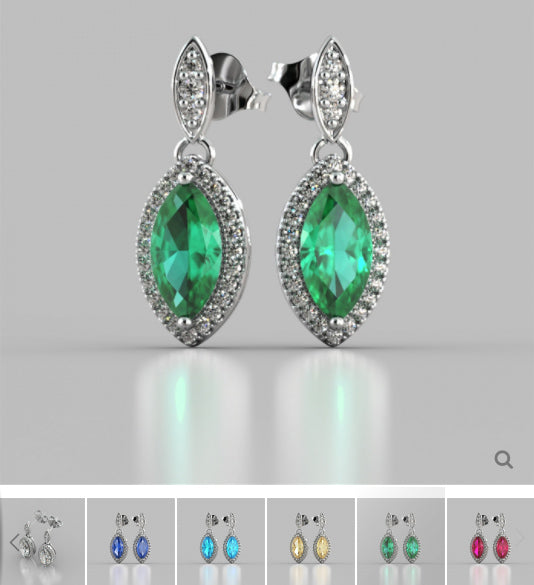Marquise Cut Drop Style with Embellished Bail Earrings