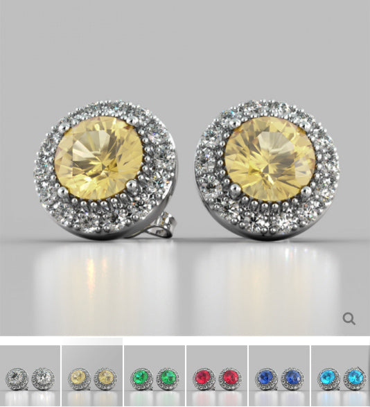 Round Cut Miligrain Tier Halo Earrings