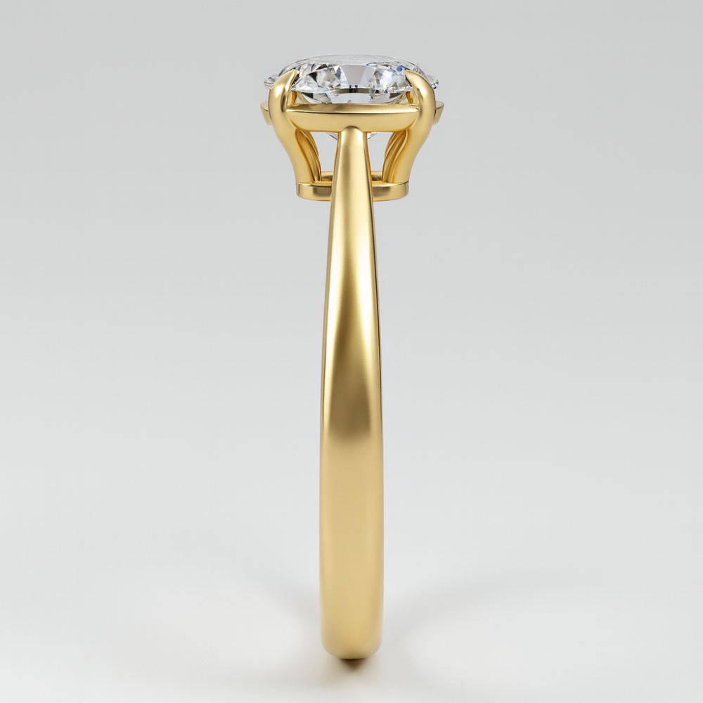 Oval Cut Lab Grown Diamond Bezel Set Engagement Ring with Claw Prongs
