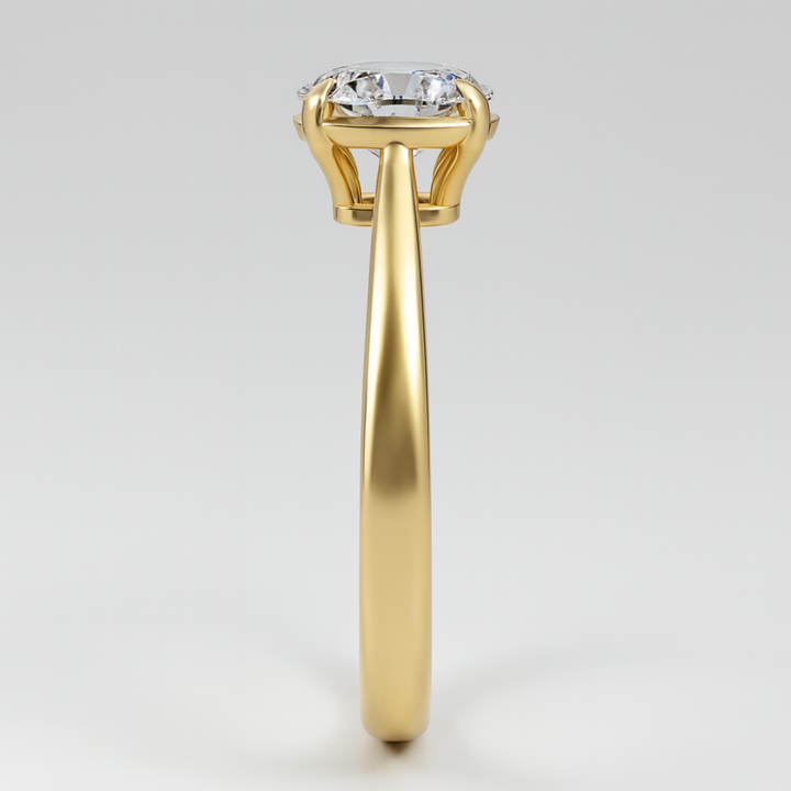 Elongated Cushion Cut Lab Grown Diamond Bezel Set Engagement Ring with Claw Prongs