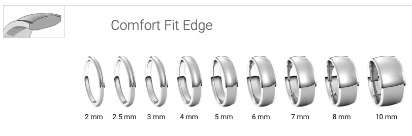Standard Weight Stepped Edge Comfort Fit Half Round Band