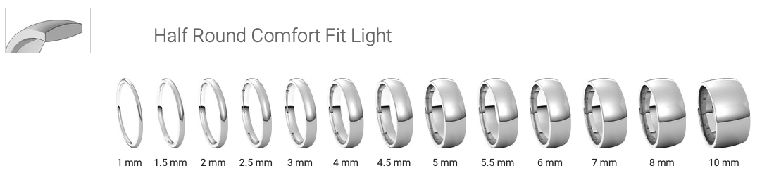 Half Round Lightweight Comfort Fit Band