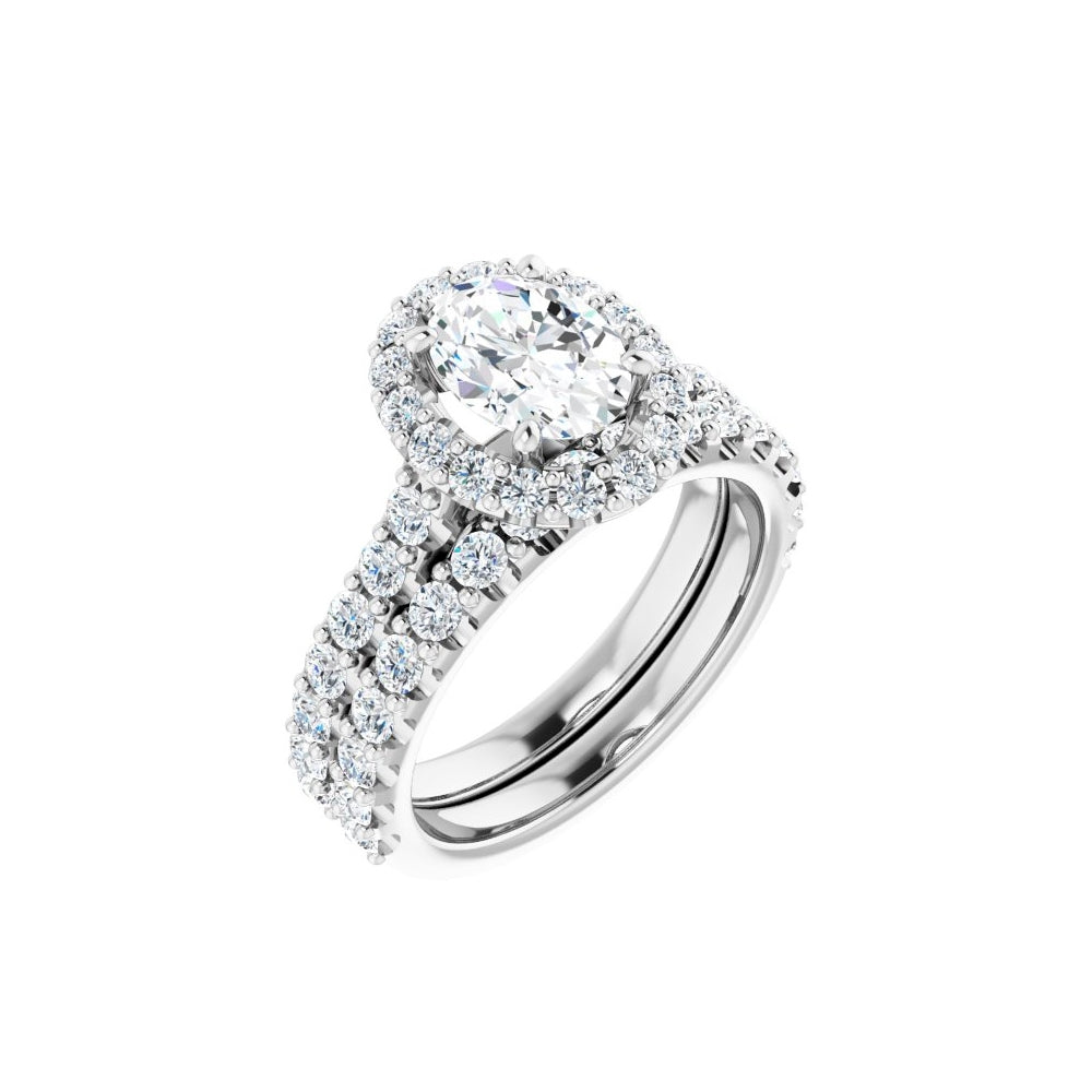 1.81CTW Oval Cut Halo Lab Grown Diamond Engagement Ring