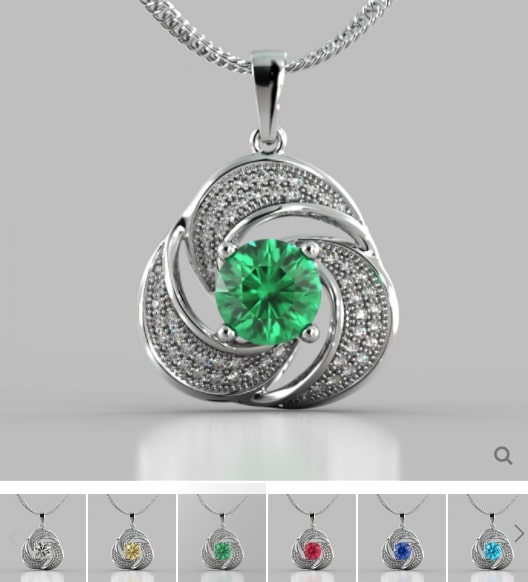 Round Cut Swirl Halo Pendant