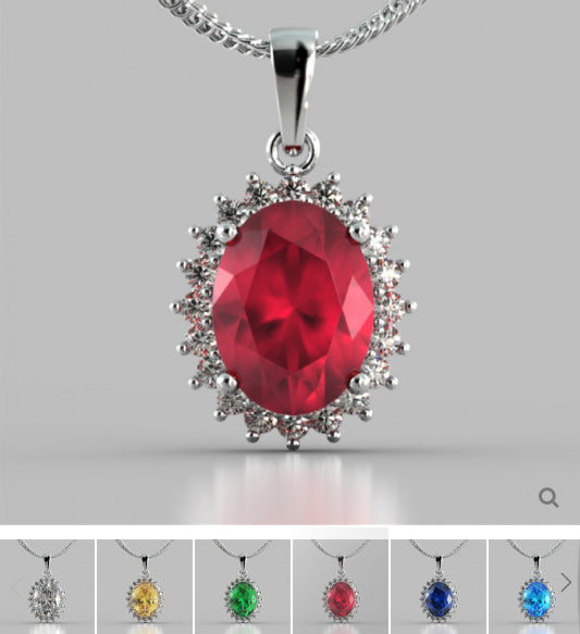 Oval Cut Halo Pendant