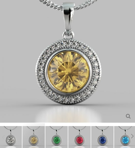 Round Cut Slider Halo Pendant