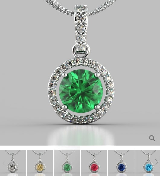 Round Cut Embellished Bail and Halo Pendant