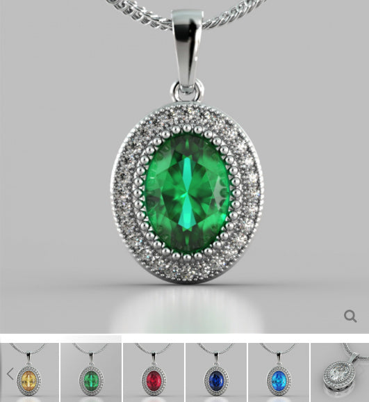 Oval Cut Prong Set Double-Tier Halo Pendant