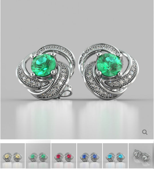 Round Cut Swirl Halo Earrings