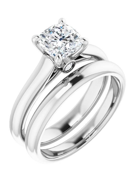 Cushion Cut Lab Grown Diamond Cathedral Engagement Ring