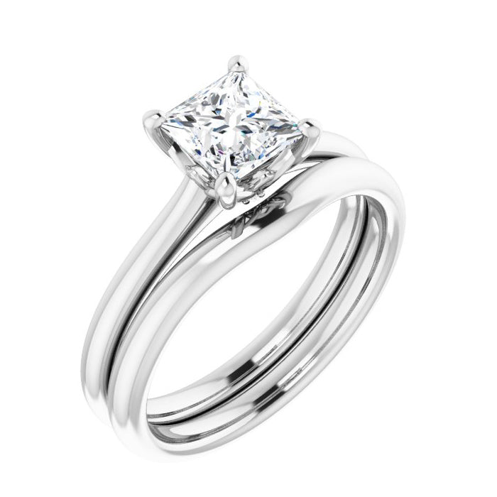 Princess Cut Lab Grown Diamond Tulipset Engagement Ring