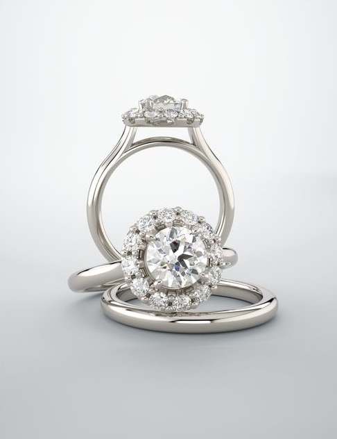 2.34CTW Round Cut Halo Lab Grown Diamond Engagement Ring