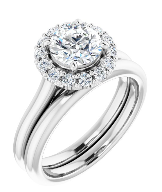 2.34CTW Round Cut Halo Lab Grown Diamond Engagement Ring