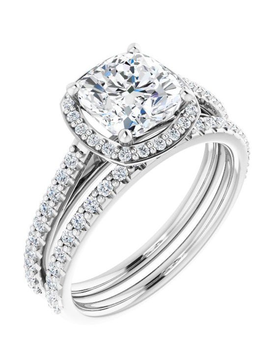 2.30CTW Cushion Halo-Style Lab Grown Diamond Engagement Ring