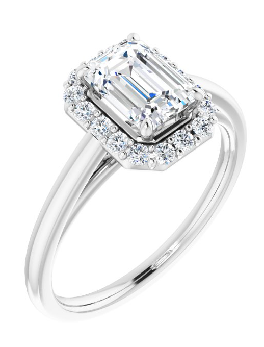 1.80CTW Emerald Cut Lab Grown Diamond Halo Engagement Ring