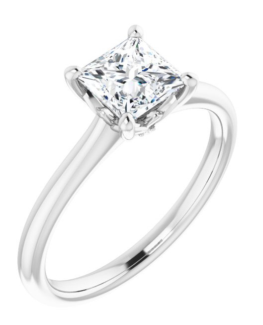 Princess Cut Lab Grown Diamond Tulipset Engagement Ring