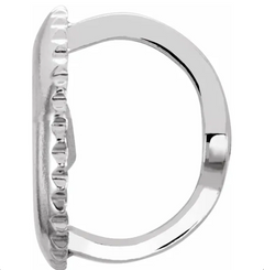 Silver ring with a detailed band on a white background