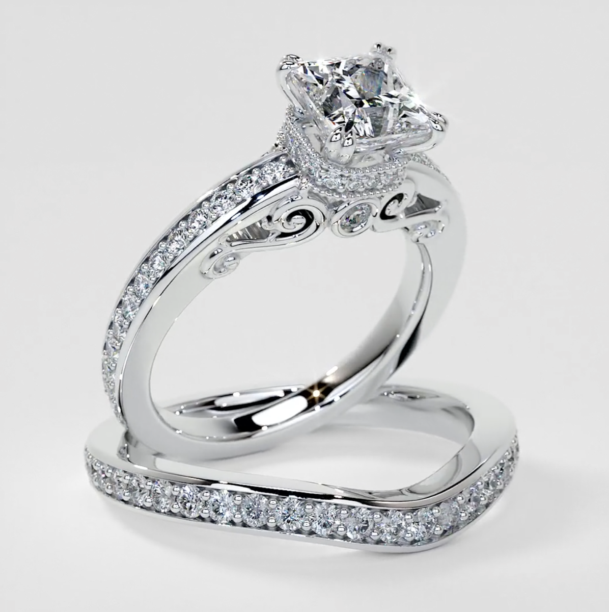 1.5Ct Princess Cut Lab Grown Diamond VVS Clarity | F-Color Engagement Ring in 18K White Gold
