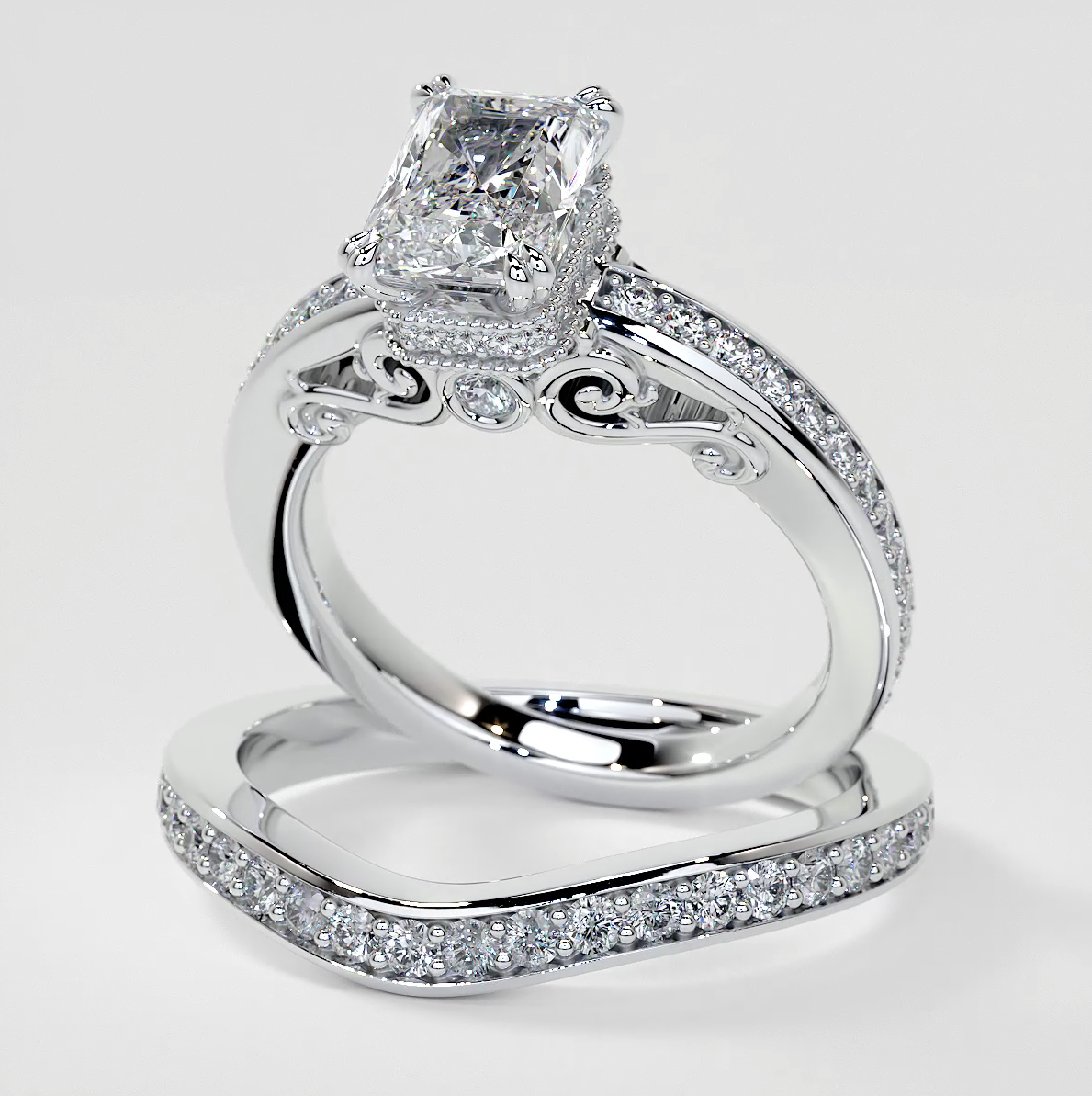 1.5Ct Radiant Cut Lab Grown Diamond VVS Clarity | F-Color Engagement Ring in 18K White Gold
