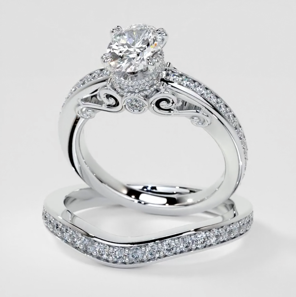 1.5Ct Oval Cut Lab Grown Diamond VVS Clarity | F-Color Engagement Ring in 18K White Gold