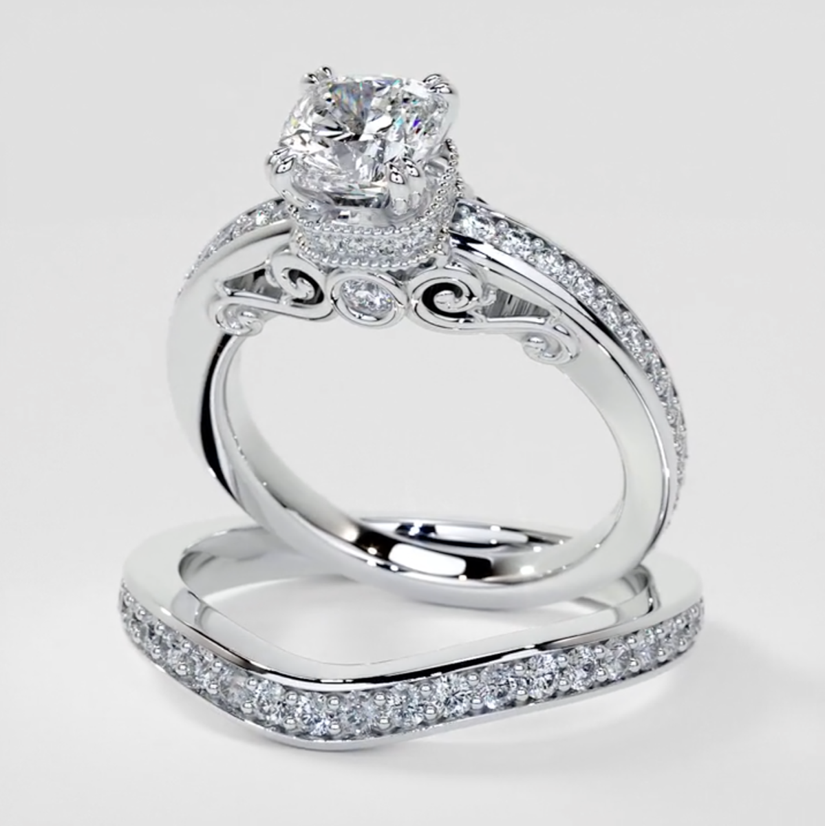 1.5Ct Cushion Cut Lab Grown Diamond VVS Clarity | F-Color Engagement Ring in 18K White Gold