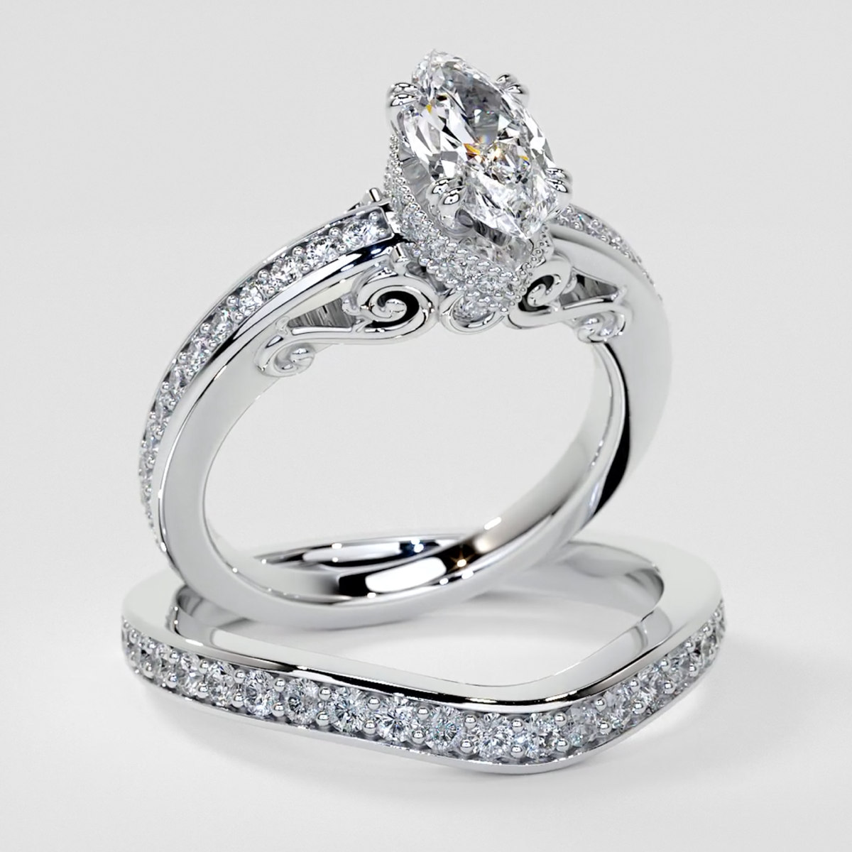 1.5Ct Marquise Cut Lab Grown Diamond VVS Clarity | F-Color Engagement Ring in 18K White Gold