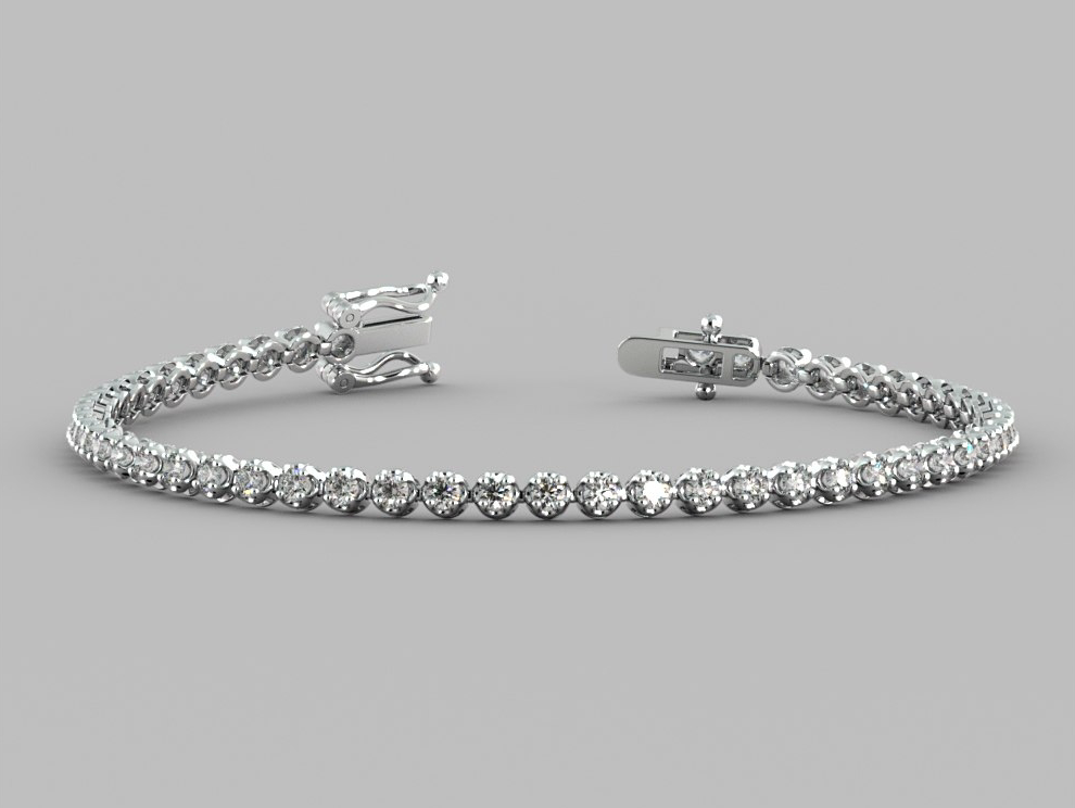 Silver bracelet with clear stones on a gray background